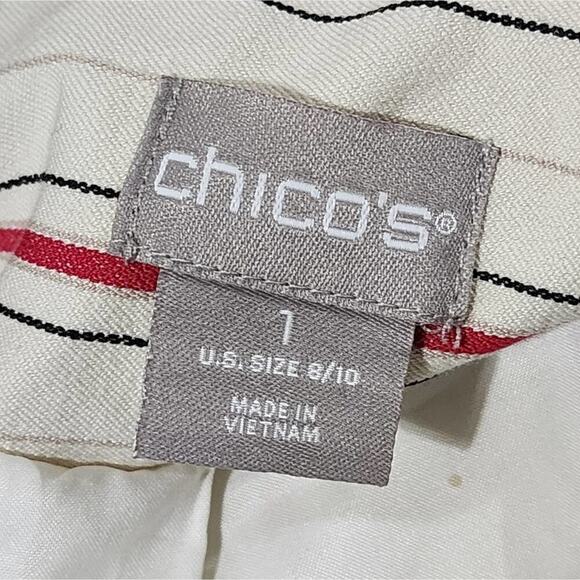 Chico's red and tan super cute nautical striped lined jacket size 1 medium - Picture 5 of 6